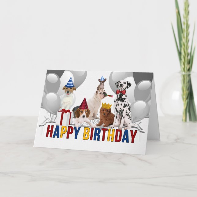 Carte De Nous Tous Chiens Drôle Anniversaire (Devant)
