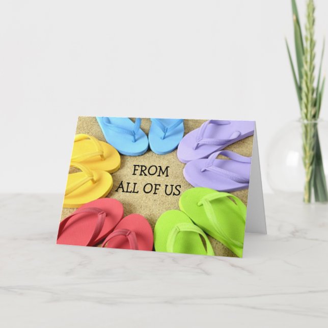 CARTE DE NOUS TOUS - FLIP FLOPS ANNIVERSAIRE (Devant)