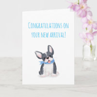 Carte de nouveau compagnon avec un chiot bouledogu