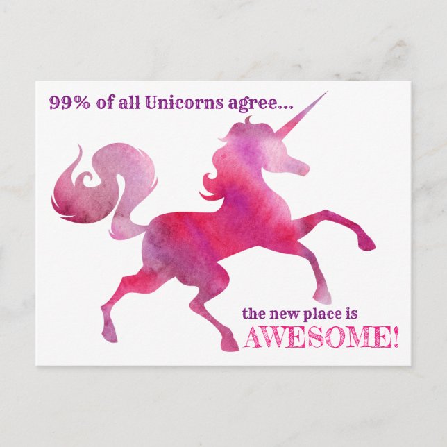 Carte de Nouvel Adresse Aquarelle Rose Violet Lico (Devant)