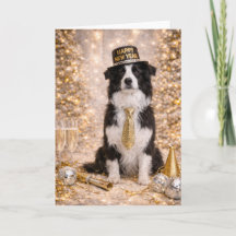 Carte de Nouvel An Border Collie – Bonne Année Chi