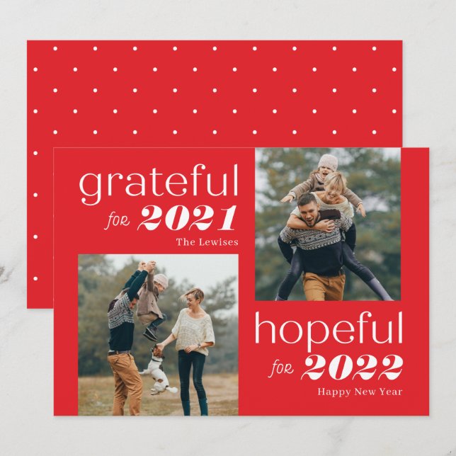 Carte de Nouvel An éditable Grateful and Hopeful C (Devant / Derrière)