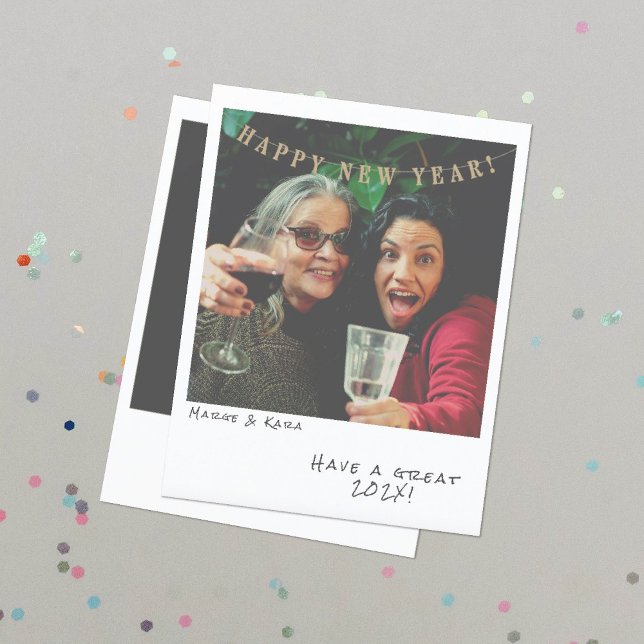 Carte de Nouvel An photo instantanée nostalgique (Créateur téléchargé)