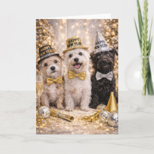 Carte de Nouvel An pour chien de race mixte Joyeux