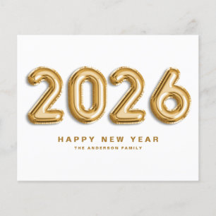 Carte de nouvelle année 2025 Gold Foil Mylar Ballo
