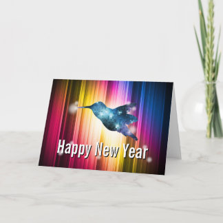 Carte de nouvelle année aux colibris colorés