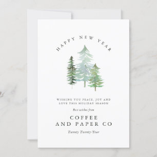 Carte de nouvelle année de Watercolor forest