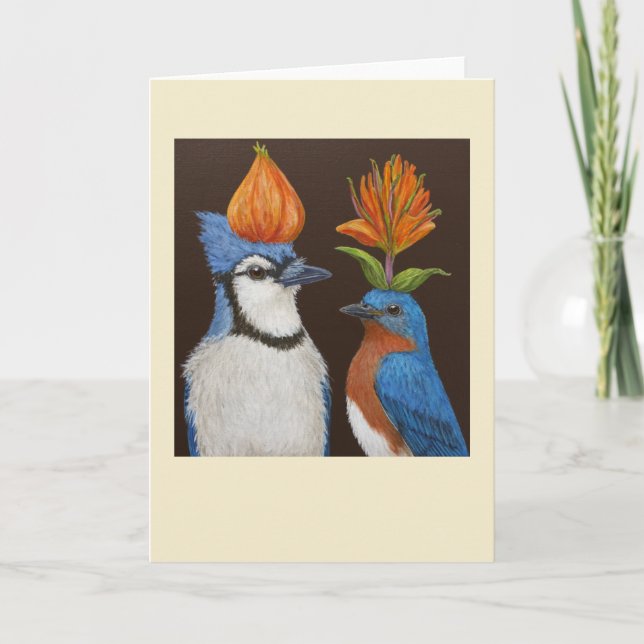 Carte de nuit Casquette orange Oiseaux bleus (Devant)