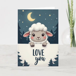 Carte de nuit d'amour de l'agneau mignon