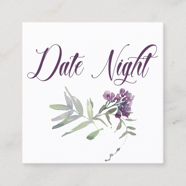Carte de nuit de date de Fleur sauvage d'aquarelle (Devant)
