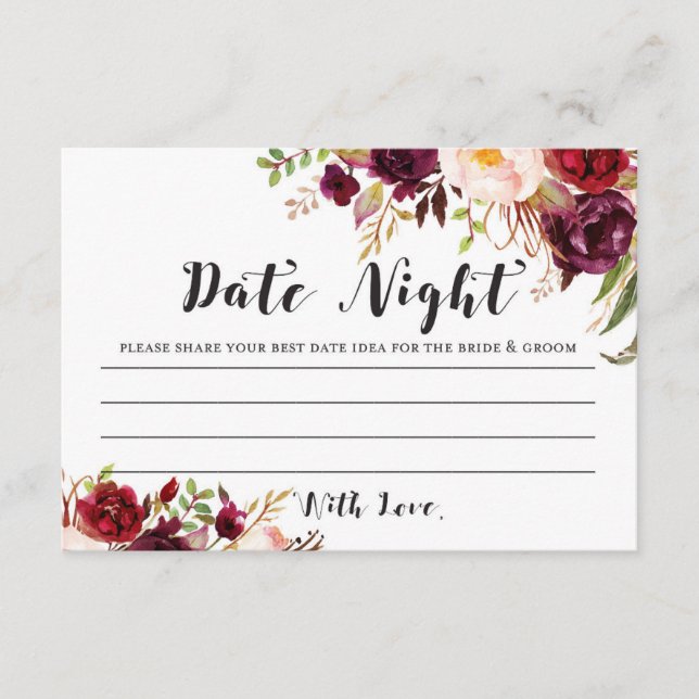 Carte de nuit de Fête des mariées Bourgogne (Devant)