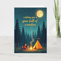 Carte de nuit de feu de camp d'anniversaire chaleu