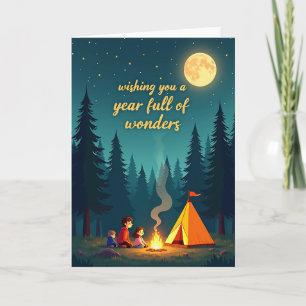 Carte de nuit de feu de camp d'anniversaire chaleu