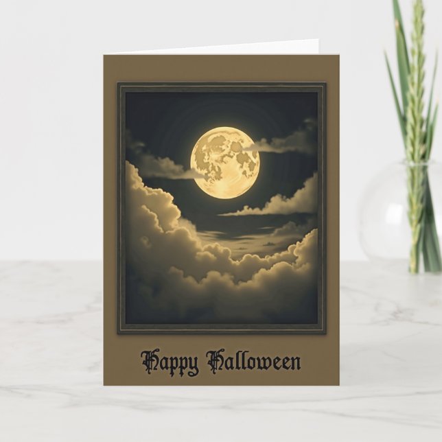 Carte de nuit de Halloween heureuse (Devant)