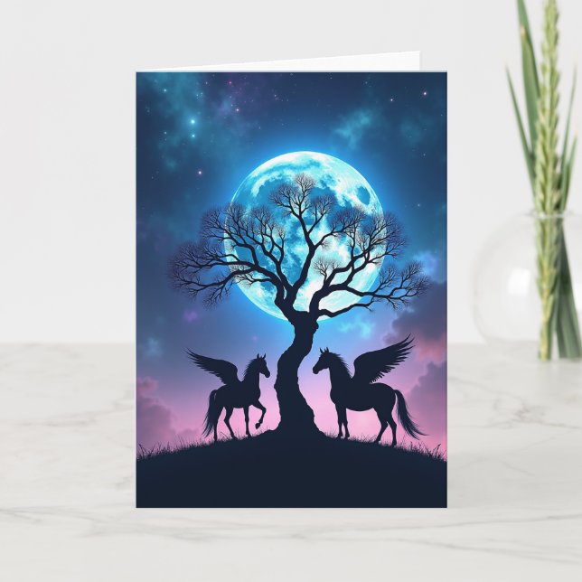 Carte de nuit de lune bleue d'anniversaire de rêve (Devant)