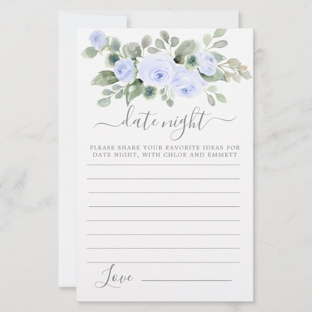 Carte de nuit Rose bleu Floral Greenery (Devant)