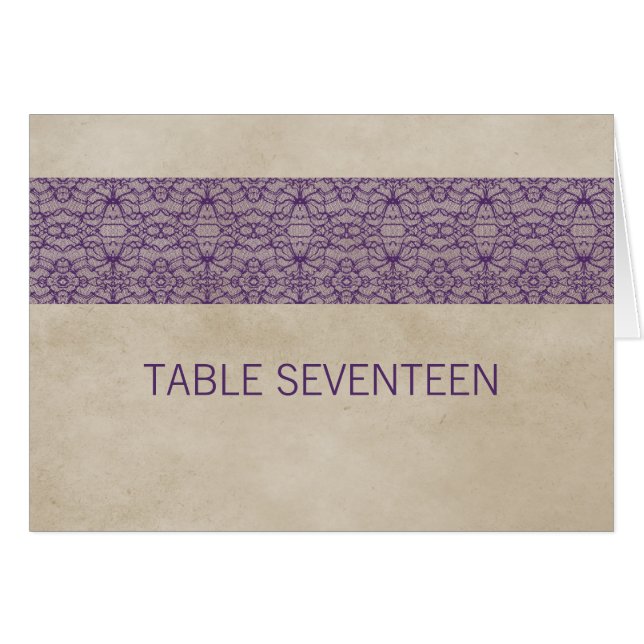 Carte de numéro de la table de dentelle violet rus (Devant horizontal)