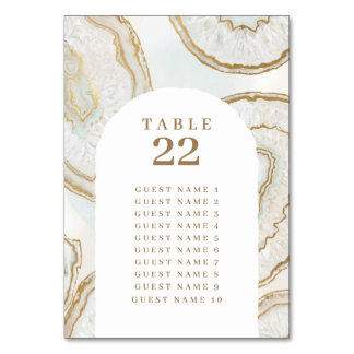Carte de numéro de plan de table à texture de quar
