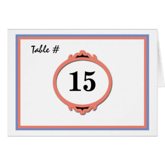 Carte de numéro de table