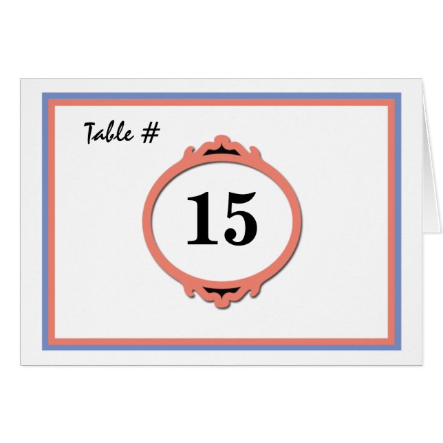 Carte de numéro de table (Devant Horizontal)