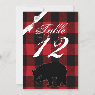 Carte de numéro de table 5x7 Red Plated Black Bear