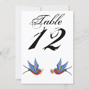 Carte de numéro de table 5x7 Tatouage d'oiseau tra