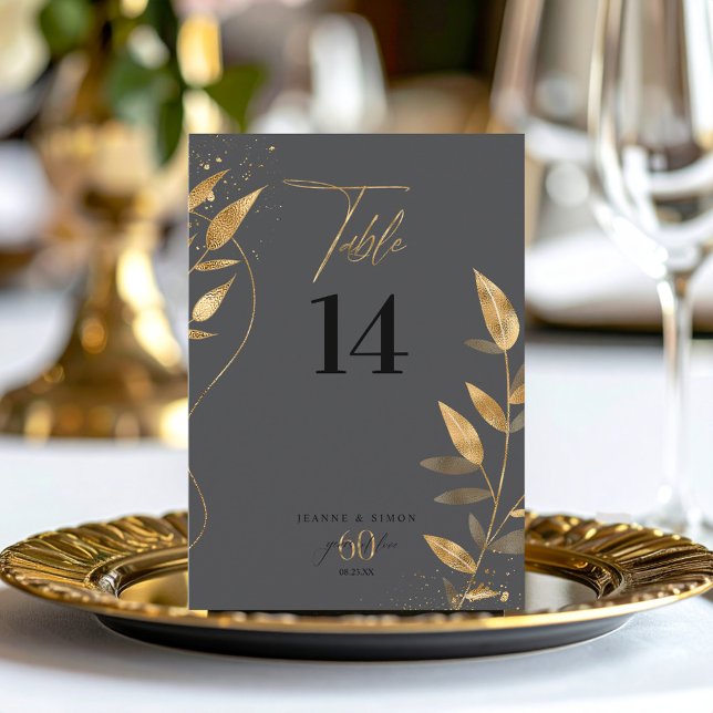 Carte de numéro de table 60e anniversaire Gold Lea (Créateur téléchargé)