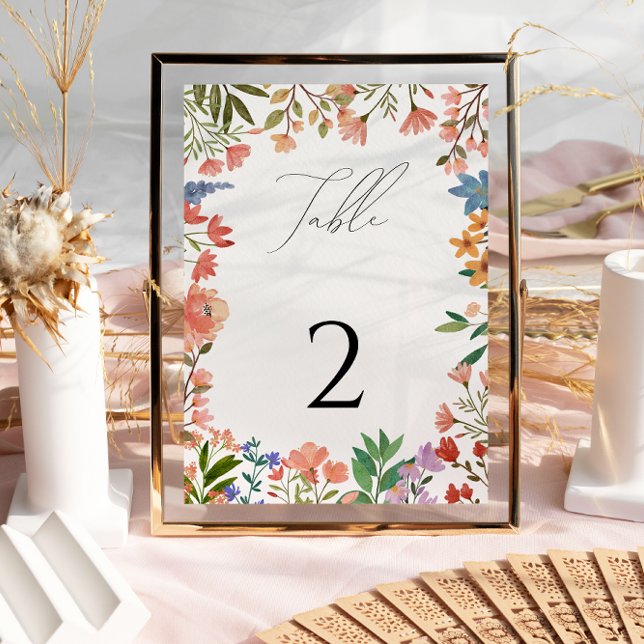 Carte de numéro de table à écriture Wildflower (Créateur téléchargé)