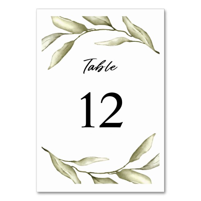 Carte de numéro de table à motif de feuillage vert (Par défaut)