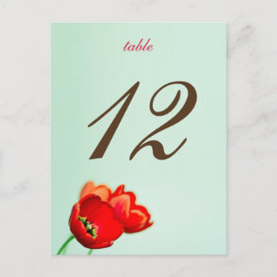 Carte de numéro de table à motif floral rouge tuli