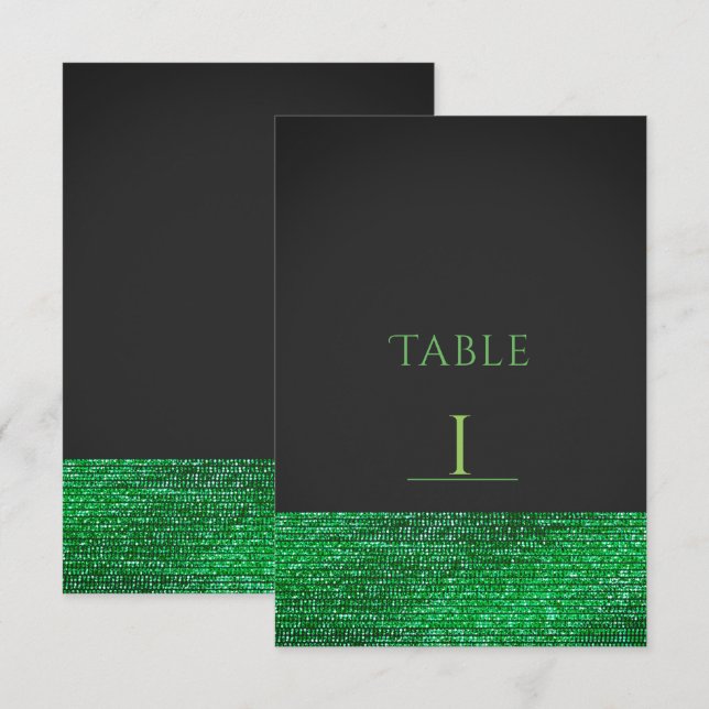 Carte de numéro de table à paillettes vert citron  (Devant / Derrière)