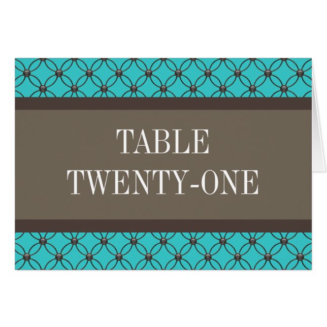 Carte de numéro de table Aqua Fancy Lattice (Devant horizontal)