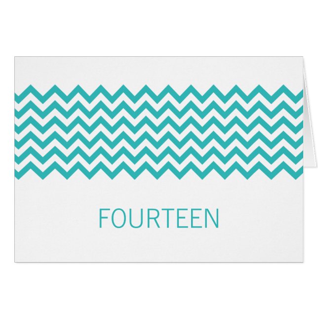 Carte de numéro de table Aqua Simple Chevron (Devant horizontal)