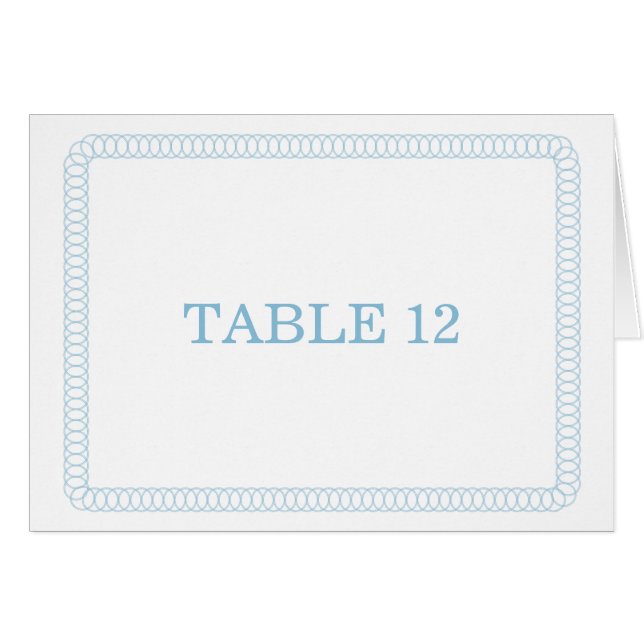 Carte de numéro de table arrondie bleue entourée (Devant horizontal)