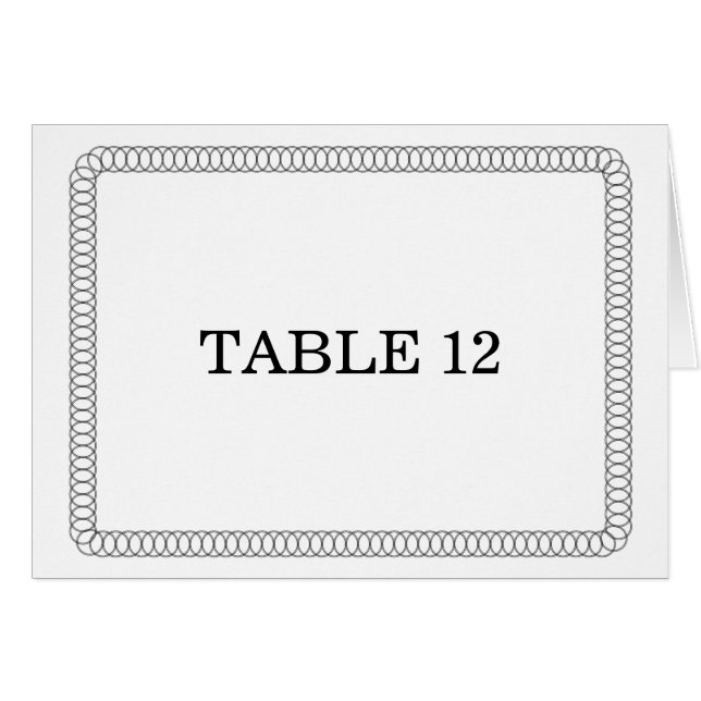Carte de numéro de table arrondie entourée d'ébène (Devant horizontal)