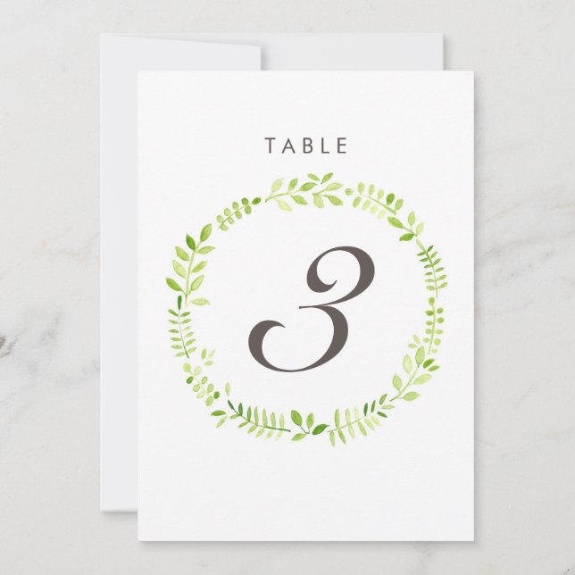 Carte de numéro de table au laurier aquarelle (Dos)