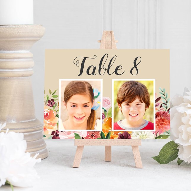 Carte de Numéro de Table avec Photo d'Enfance aux  (Créateur téléchargé)