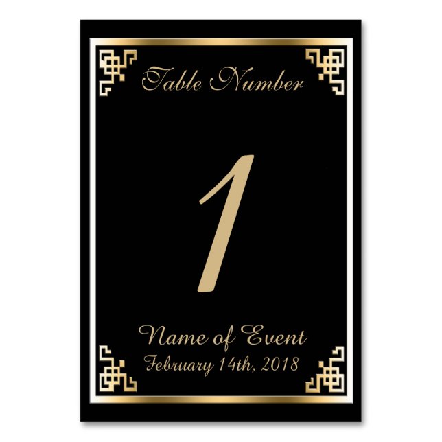 Carte de numéro de table Black and Gold Elegant (Par défaut)