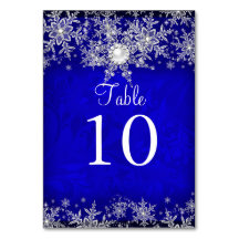 Carte de numéro de table Blue Crystal Pearl Snowfl