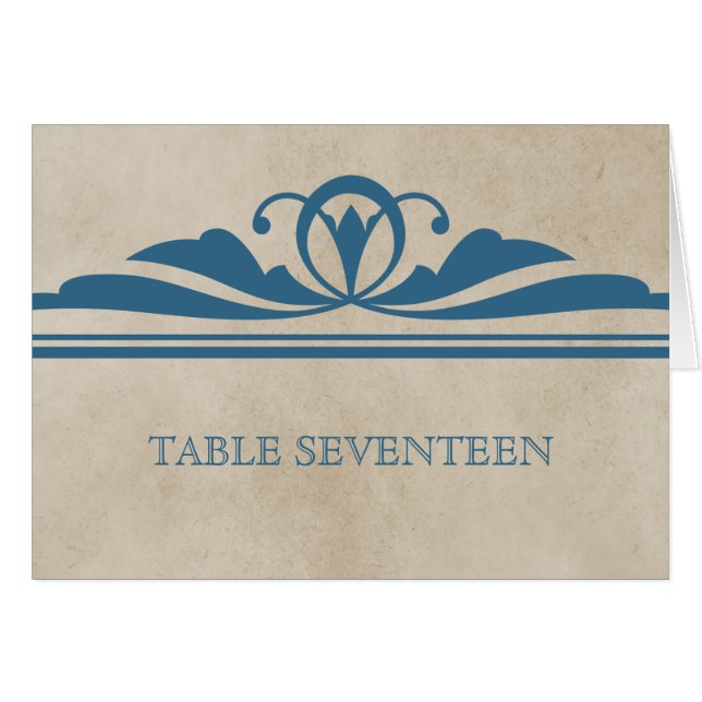 Carte de numéro de table Blue Elegant Deco (Devant horizontal)