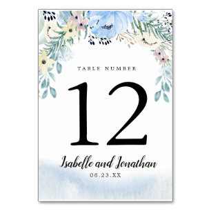 Carte de numéro de table Blue Floral do-it-yoursel