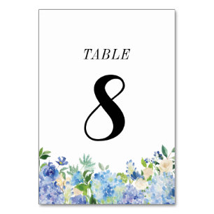 Carte de numéro de table Blue Hydrangea - Tableau