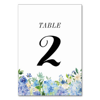 Carte de numéro de table Blue Hydrangea - Tableau