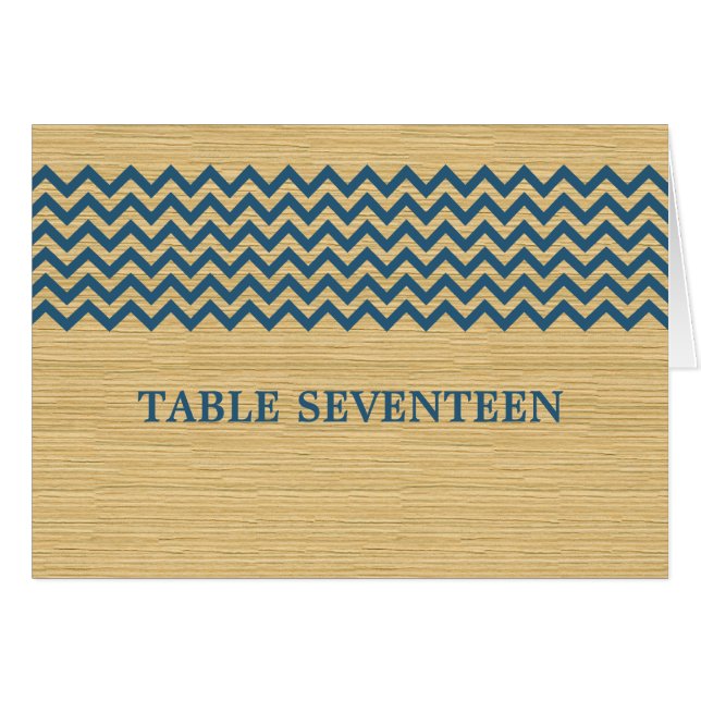 Carte de numéro de table Blue Rustic Chevron (Devant horizontal)