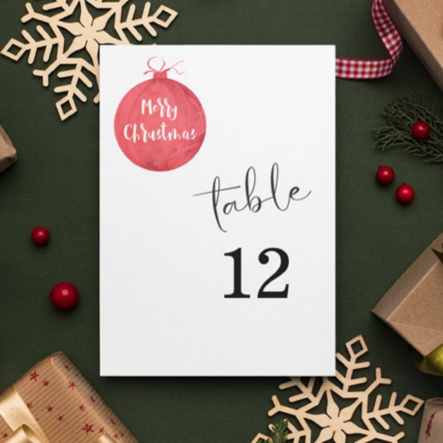 Carte de numéro de table Boule de Noël (Créateur téléchargé)
