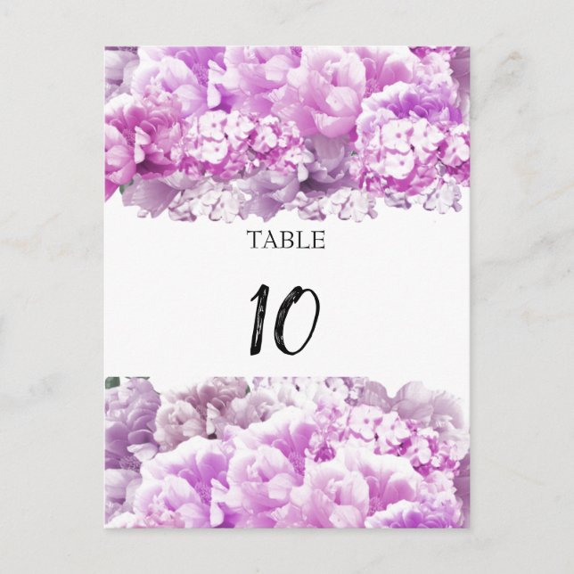 Carte de numéro de table Bouquet Monochrome Rose (Devant)