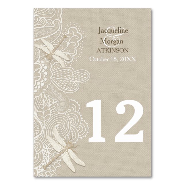 Carte de numéro de table Burlap and Lace Rustic Ma (Par défaut)