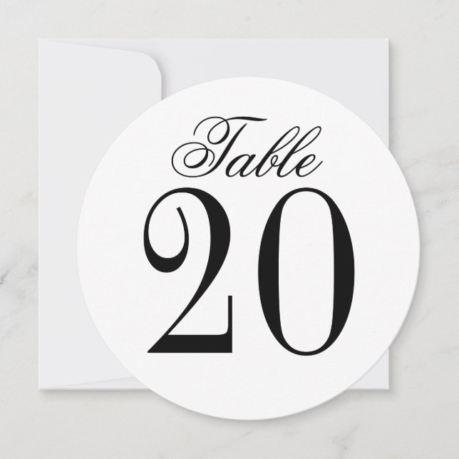 Carte de numéro de table Cercle Mariage noir et bl (Devant)