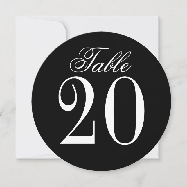 Carte de numéro de table Cercle Mariage noir et bl (Devant)