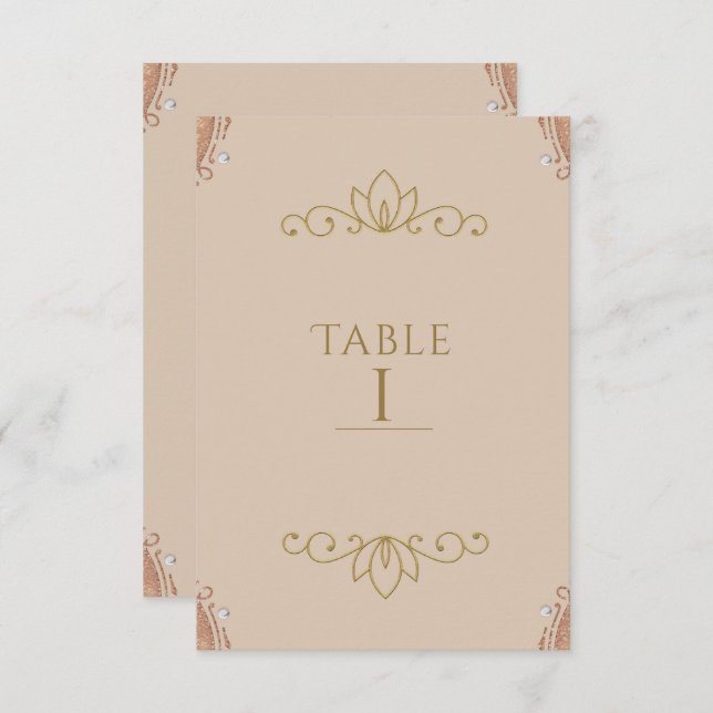 Carte de numéro de table chic et élégante rose et  (Devant / Derrière)